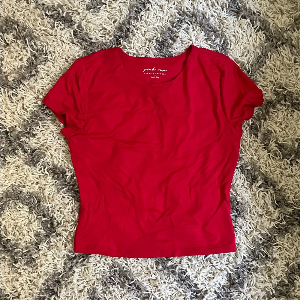 Pink Rose Vibrant Red Short Sleeve Tee